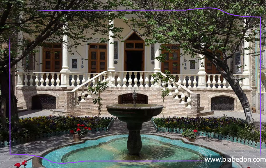 حیاط قاجاری باغ موزه مقدم در تهران